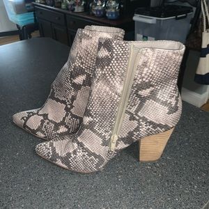 Snakeskin booties